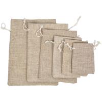Linen Drawstring Bag durable beige Sold By Lot