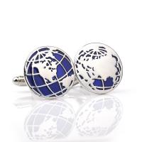 Tibetan Style Cufflinks, Globe, plated, fashion jewelry & for man & enamel, blue, 20mm, Sold By Pair