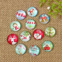 Glass Cabochon with Paper Christmas Design & time gem jewelry & flat back & mixed Sold By Lot