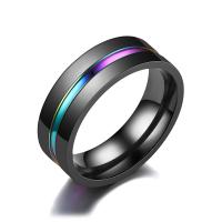 Stainless Steel Finger Ring plated fashion jewelry & Unisex multi-colored 8mm Sold By PC