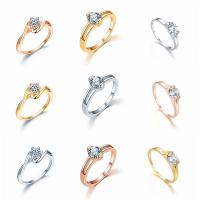 Zinc Alloy fingerring, med Cubic Zirconia, forgyldt, mode smykker & forskellig størrelse for valg & forskellige stilarter for valg & for kvinde, 3mm, Solgt af PC
