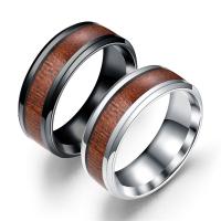 Палец кольцо из нержавеющей стали, нержавеющая сталь, с деревянный, Другое покрытие, ювелирные изделия моды & Мужская & разный размер для выбора, Много цветов для выбора, продается PC