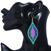 Zinc Alloy Drop Earrings plated fashion jewelry & for woman & hollow multi-colored nickel lead & cadmium free 85*30mm Sold By Lot