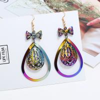 Zinc Alloy Drop Earrings plated fashion jewelry & for woman & with rhinestone nickel lead & cadmium free 90*40mm Sold By Lot