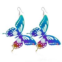 Zinc Alloy Drop Earrings Butterfly plated fashion jewelry & for woman & hollow multi-colored nickel lead & cadmium free 70*52mm Sold By Lot