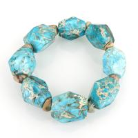 diaspro impressione braccialetto, gioielli di moda & naturale & unisex, blu cielo, 20-22.5x16-21mm, Venduto per Appross. 7 pollice filo