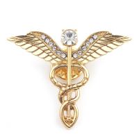 Zinc Alloy Brooches plated Unisex & with rhinestone golden nickel lead & cadmium free Sold By PC