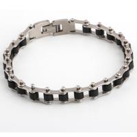 Bijoux bracelet en acier inoxydable, avec silicone, bijoux de mode & pour homme, 10mm, Vendu par Environ 8.2 pouce brin