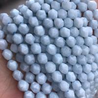 Aquamarin Perle, rund, poliert, Star Cut Faceted & verschiedene Größen vorhanden, blau, Bohrung:ca. 1mm, verkauft von Strang