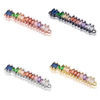 Mässing smycken Connector, micro bana cubic zirconia & 1/1 slinga, fler färger för val, Säljs av PC
