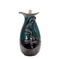 Backflow Incense Burner, Porcelain, handmade, for home and office & durable, blue, 240x165x140mm, Sold By PC