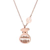 Collier d'acier titane, avec 5cm chaînes de rallonge, Placage, bijoux de mode & pour femme, couleur or rose, Vendu par brin