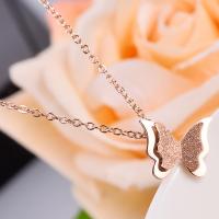 Titanium Steel Necklace Butterfly plated fashion jewelry & for woman rose gold color Sold Per 15.7 Inch Strand