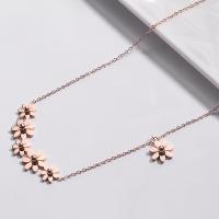 Titanium Steel Necklace, with 5cm extender chain, Flower, plated, fashion jewelry & for woman, rose gold color, Sold Per 15.7 Inch Strand