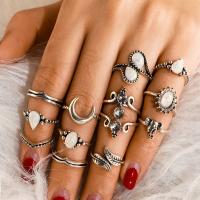 Zinc Alloy Ring Set plated 12 pieces & fashion jewelry & for woman & with rhinestone silver color nickel lead & cadmium free Sold By Set