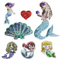 Iron on Patches, Cloth, with Sequins, DIY & different designs for choice, Sold By PC