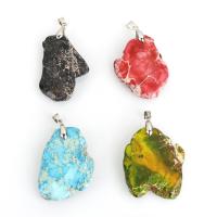 Natural Imperial Jasper Pendants, Impression Jasper, more colors for choice, 26-44x38-62x4.5-6mm, Hole:Approx 4.5x6mm, 10PCs/Lot, Sold By Lot