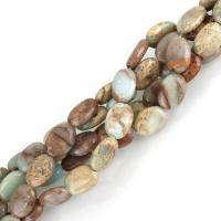 Aqua Terra Jasper Beads Flat Oval natural Approx 2mm Sold Per Approx 15.5 Inch Strand