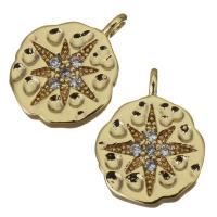 Cubic Zirconia Micro Pave Brass Pendant, gold color plated, micro pave cubic zirconia, nickel, lead & cadmium free, 11x14x2mm, Hole:Approx 1.5mm, 100PCs/Lot, Sold By Lot