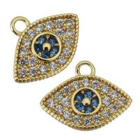 Cubic Zirconia Micro Pave Brass Pendant, Eye, gold color plated, micro pave cubic zirconia, nickel, lead & cadmium free, 11x9x1.50mm, Hole:Approx 1.5mm, 100PCs/Lot, Sold By Lot
