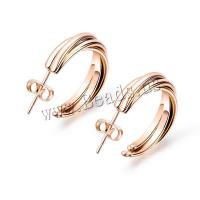 Stainless Steel Stud Earrings rose gold color plated Korean style & for woman 22mm Sold By Pair