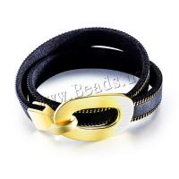PU Leather Cord Bracelets, with Stainless Steel, plated, fashion jewelry & Unisex, 35x23mm, Length:Approx 7.49 Inch, 2Strands/Lot, Sold By Lot