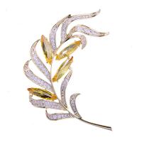Cubic Zirconia Brooch Brass Leaf plated micro pave cubic zirconia & for woman nickel lead & cadmium free Sold By PC