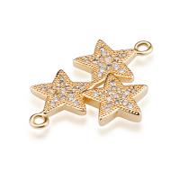 Cubic Zirconia Micro Pave Brass Connector Star DIY & micro pave cubic zirconia & 1/1 loop Sold By PC
