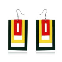 Wood Drop Earring, with Iron, plated, fashion jewelry & for woman, more colors for choice, 30mm, Sold By Pair