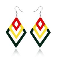 Wood Drop Earring with Iron plated fashion jewelry & for woman 30mm Sold By Pair