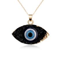 Resin Necklace, with Iron, plated, fashion jewelry & evil eye pattern & for woman, more colors for choice, 30x15mm, Sold Per Approx 19.68 Inch Strand