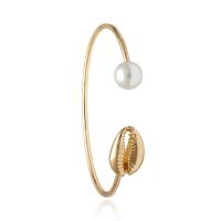 Zinc Alloy Cuff Bangle with Plastic Pearl plated fashion jewelry & for woman nickel lead & cadmium free 60mm Sold By PC