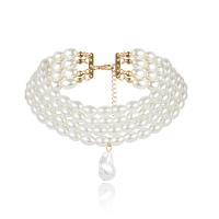 Zinc Alloy Choker Necklace, med Plastic Pearl, forgyldt, mode smykker & forskellige stilarter for valg & for kvinde, nikkel, bly & cadmium fri, 33+10cm, Solgt af Strand