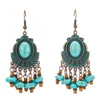 Zinc Alloy Drop Earrings with turquoise plated vintage & for woman nickel lead & cadmium free Sold By Pair