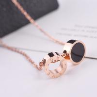 Titanium Steel Necklace, with 5cm extender chain, plated, fashion jewelry & for woman, rose gold color, Sold Per 16.1 Inch Strand