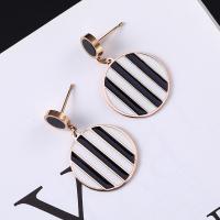 Titanium Steel Drop Earring plated fashion jewelry & for woman & enamel rose gold color 20mm Sold By Pair