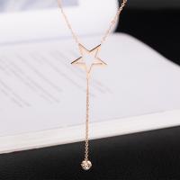 Titanium Steel Necklace plated fashion jewelry & for woman rose gold color Sold Per 15 Inch Strand