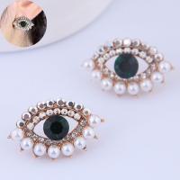 Zinc Alloy Stud Earring with Plastic Pearl plated for woman & with rhinestone golden nickel lead & cadmium free 23*15mm Sold By Pair