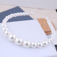 Haarreif, Zinklegierung, mit Kunststoff Perlen, plattiert, Modeschmuck & für Frau, weiß, frei von Nickel, Blei & Kadmium, 140x125x18mm, verkauft von PC