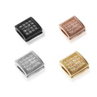Cubic Zirconia Micro Pave Brass Beads, Square, plated, micro pave cubic zirconia, more colors for choice, nickel, lead & cadmium free, 9.2x9.2mm, Hole:Approx 2mm, 5PCs/Lot, Sold By Lot