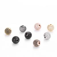 Perles cubes en laiton zircon Micro Pave, Rond, Placage, pavé de micro zircon, plus de couleurs à choisir, protéger l'environnement, sans nickel, plomb et cadmium, 10mm, Trou:Environ 2mm, 5PC/lot, Vendu par lot