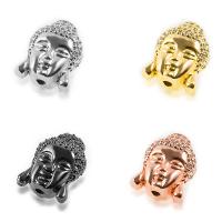 Cubic Zirconia Micro Pave Brass Beads, Buddha, plated, micro pave cubic zirconia, more colors for choice, nickel, lead & cadmium free, 12x15.6mm, Hole:Approx 1mm, 2PCs/Lot, Sold By Lot