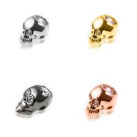 Cubic Zirconia Micro Pave Brass Beads, Skull, plated, micro pave cubic zirconia, more colors for choice, nickel, lead & cadmium free, 9x11.7mm, Hole:Approx 2mm, 5PCs/Lot, Sold By Lot