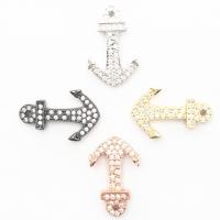 Cubic Zirconia Micro Pave Brass Pendant, Anchor, plated, micro pave cubic zirconia, more colors for choice, nickel, lead & cadmium free, 17.6x27.8mm, Hole:Approx 1mm, 5PCs/Lot, Sold By Lot
