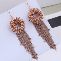 Brass Tassel Earring, with Crystal, plated, fashion jewelry & for woman, more colors for choice, nickel, lead & cadmium free, 120*35mm, Sold By Pair