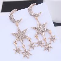 Zinc Alloy Drop Earrings plated for woman & with rhinestone nickel lead & cadmium free 77*27mm Sold By Pair