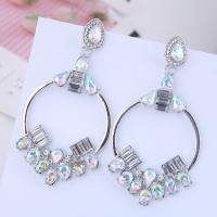 Zinc Alloy Drop Earrings plated for woman & with rhinestone nickel lead & cadmium free 80*45mm Sold By Pair