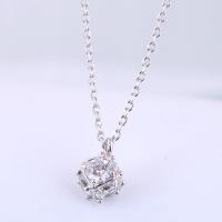 Brass Necklace with Cubic Zirconia plated for woman silver color nickel lead & cadmium free 400*8mm Sold By Strand