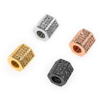Cubic Zirconia Micro Pave Brass Beads, Column, plated, micro pave cubic zirconia, more colors for choice, nickel, lead & cadmium free, 7.9x8.6mm, Hole:Approx 2mm, 5PCs/Lot, Sold By Lot