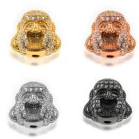 Cubic Zirconia Micro Pave Brass Beads, Buddha, plated, micro pave cubic zirconia, more colors for choice, nickel, lead & cadmium free, 13.7x15.2mm, Hole:Approx 1mm, 2PCs/Lot, Sold By Lot